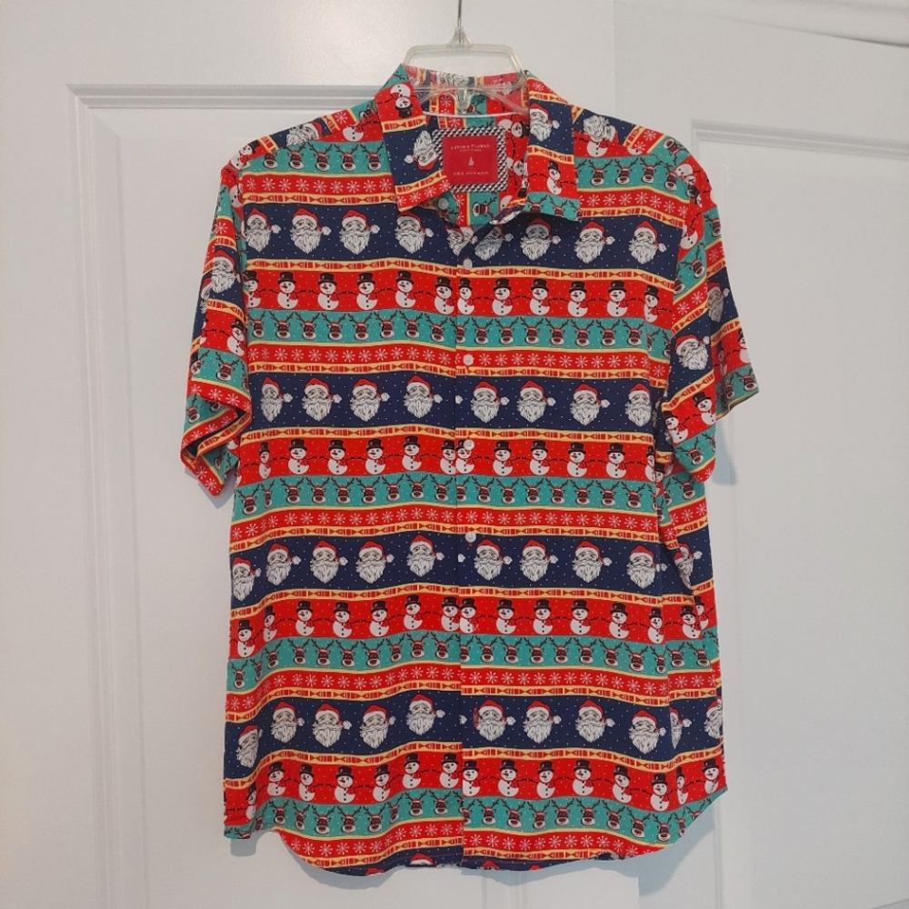 DENIM & FLOWER RICKY SINGH Christmas shirt NWOT